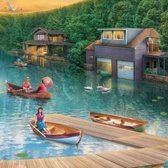 New sealed Ravensburger 300 pcs Large Format Puzzle-Summer at The Lake - Picture 9 of 14